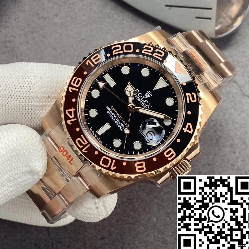 126715CHNR-0001 Dial GMT GM Gold Black Factory Master II Rose Rolex 1006